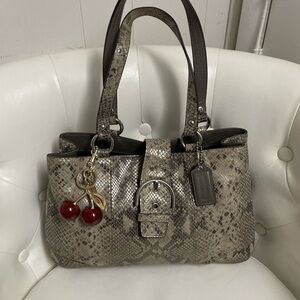 Coach Snake-Print Leather Tote